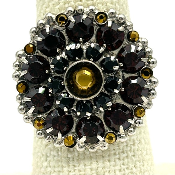 Sorrelli Crystal Dark Red and Gold Band Ring - Picture 2 of 5